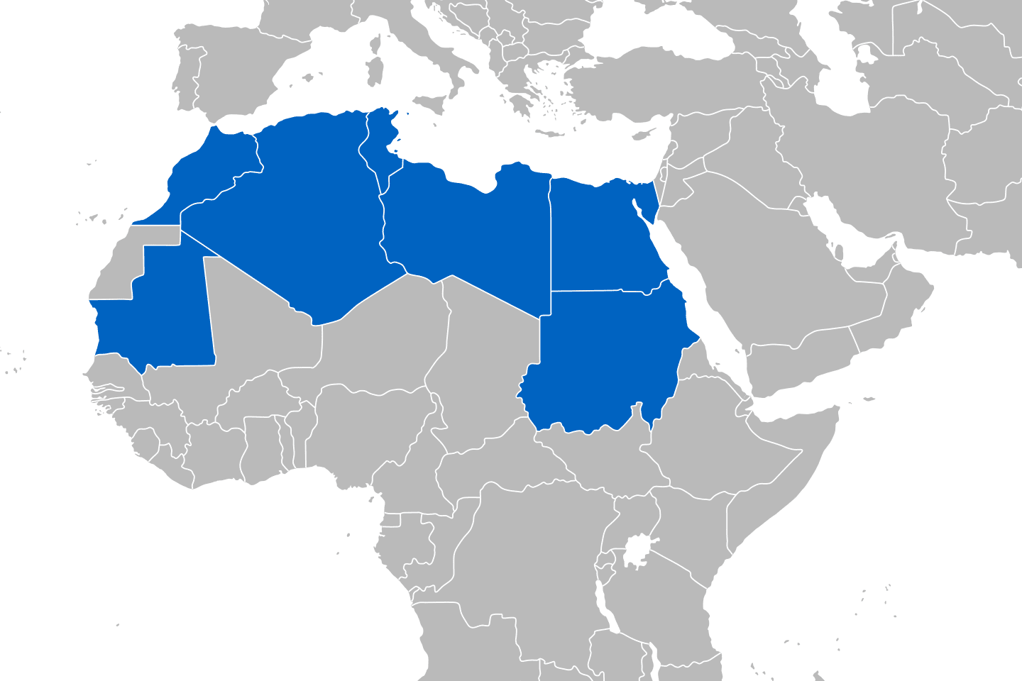 mapa przedstawiająca region Afryka Północna