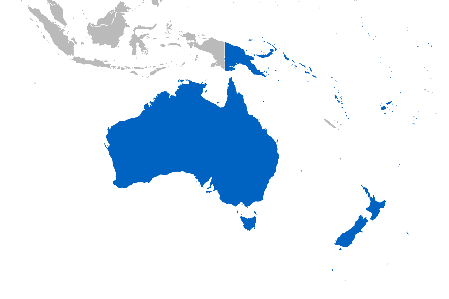 Mapa przedstawiająca region Australia i Oceania