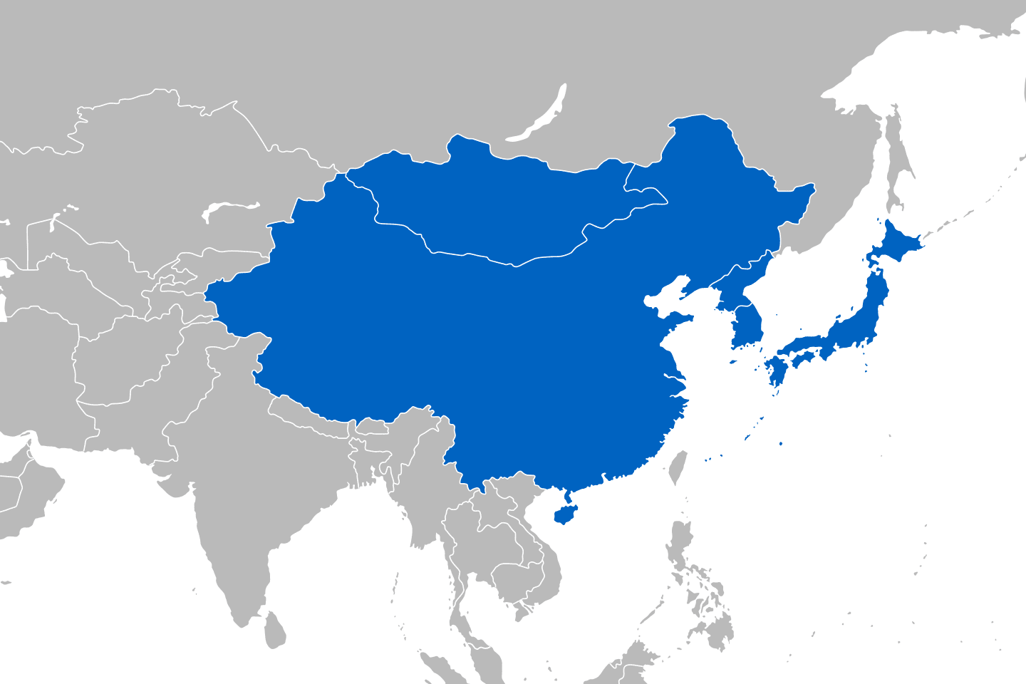 mapa przedstawiająca region Azja Wschodnia