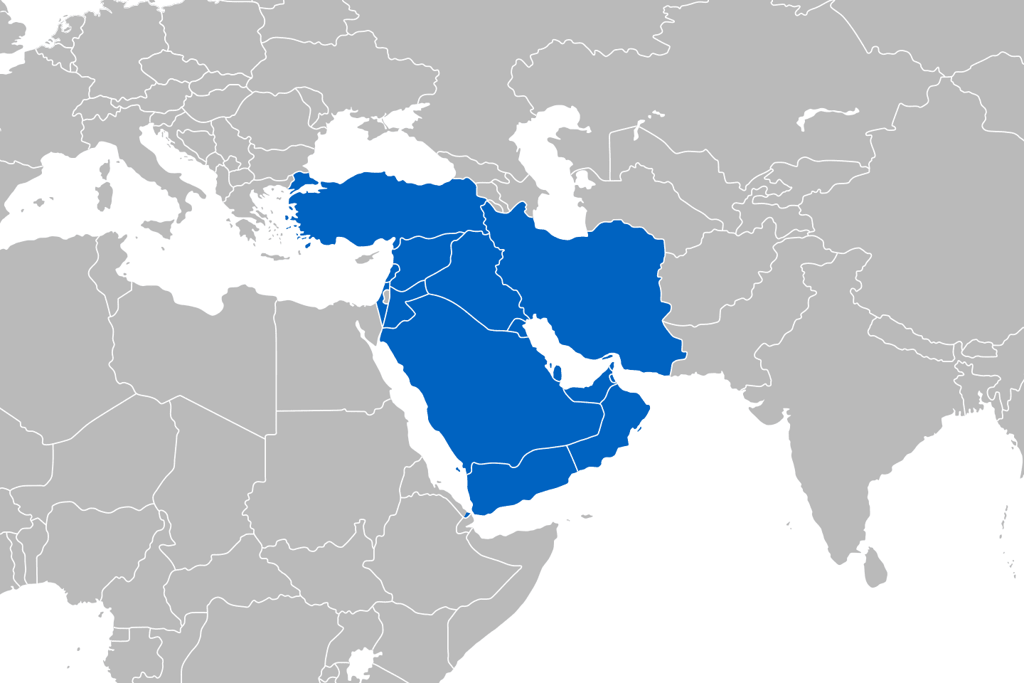 mapa przedstawiająca region Bliski Wschód