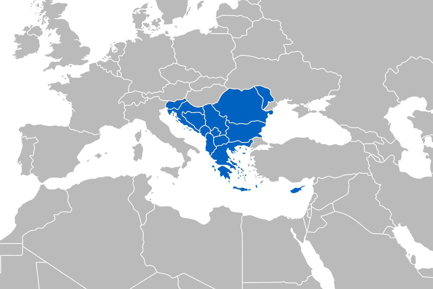 mapa przedstawiająca region Europa Południowo-Wschodnia i Bałkany