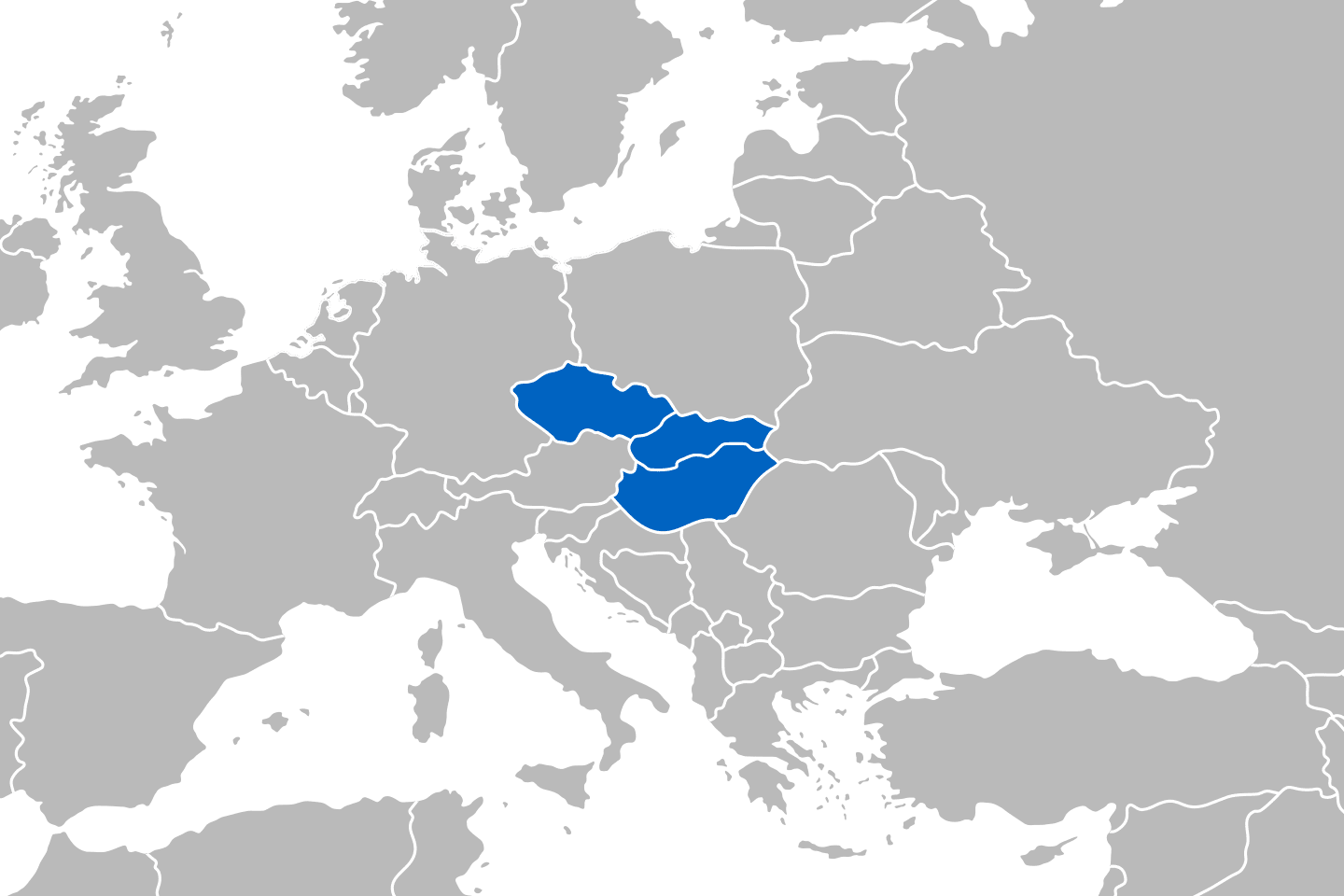 mapa przedstawiająca region Grupa Wyszehradzka