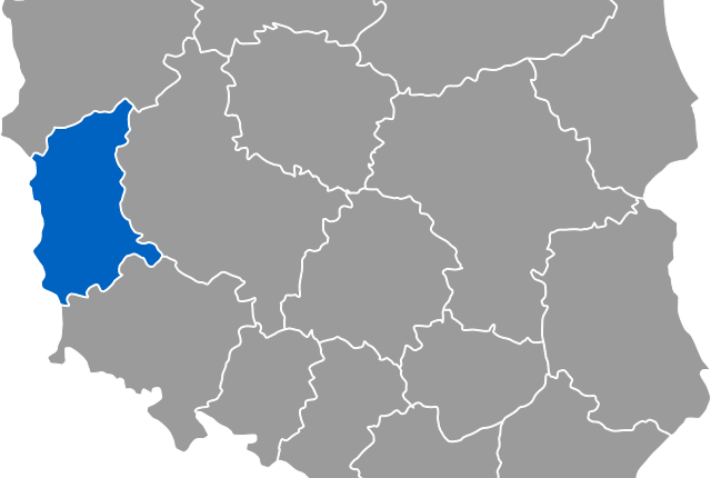 map of Poland with Lubuskie voivodship marked