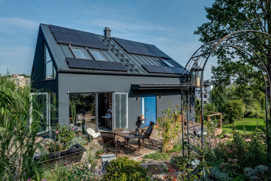 A single-family modular house with a usable attic in the style of a modern barn