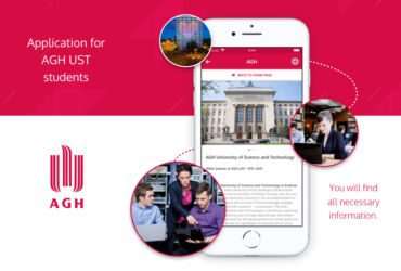 Mobile App (iOS, Android) contains all available and useful information and locations for students of AGH in Cracow.