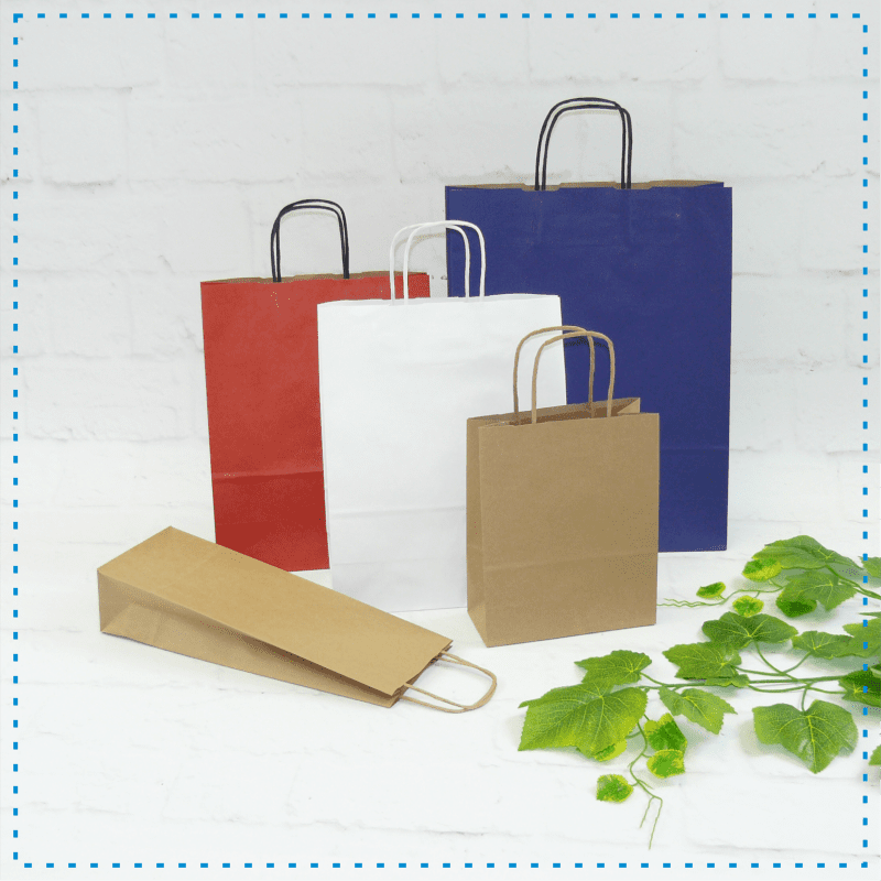 Paper bags with twisted handles