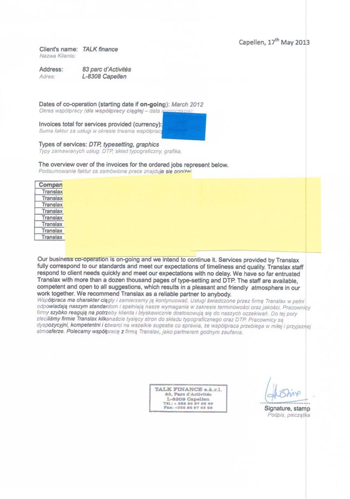 Reference letter