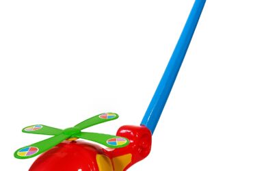 helicopter with a handle for pushing a toy