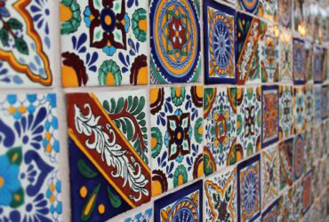 Tiles on of the walls in Taco Bar.