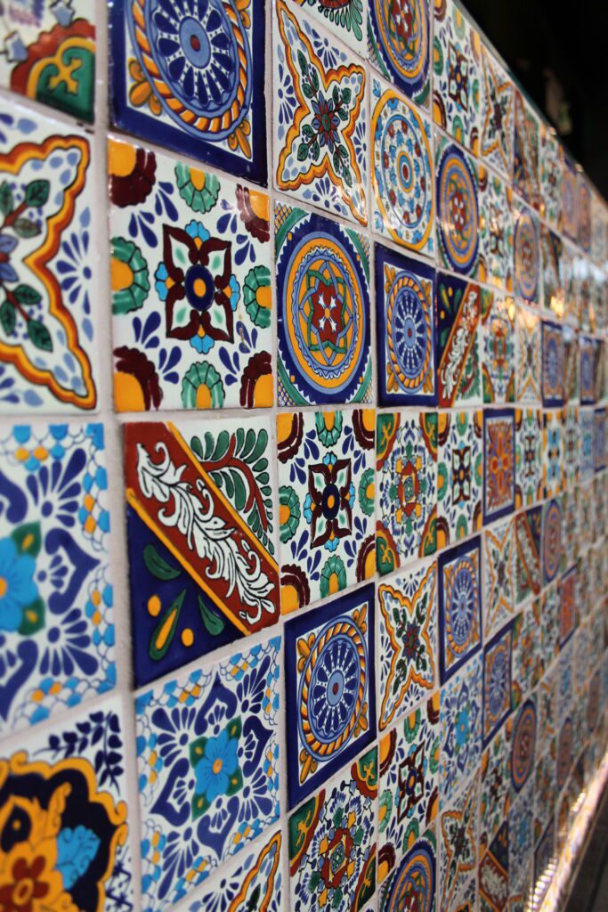 Tiles on of the walls in Taco Bar.