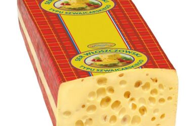 Włoszczowski cheese - Swiss type of cheese in blocks 5,5kg/ 4kg, - aromatic, nutty flavor.