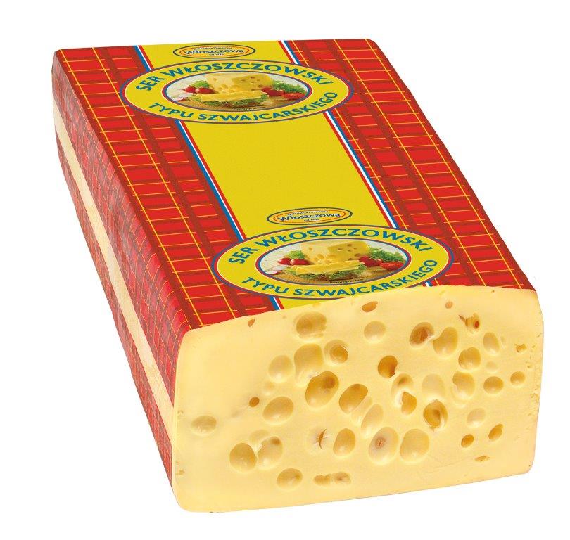 Włoszczowski cheese - Swiss type of cheese in blocks 5,5kg/ 4kg, - aromatic, nutty flavor.