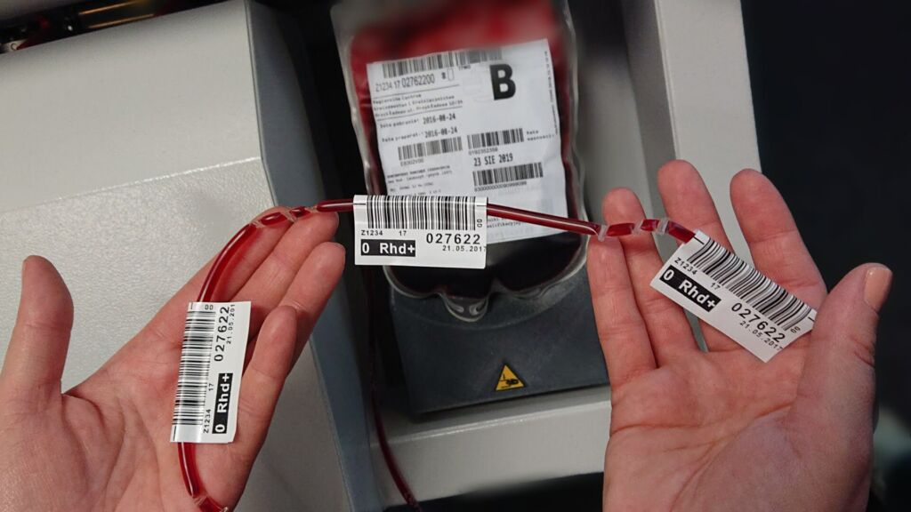 Sealed and labeled by M2M Team's robot blood bag segment
