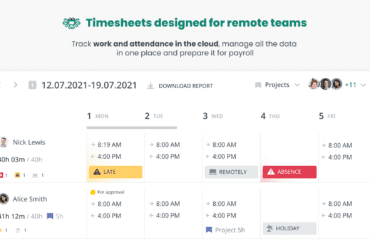 Online Timesheets with all the details about employees working time.