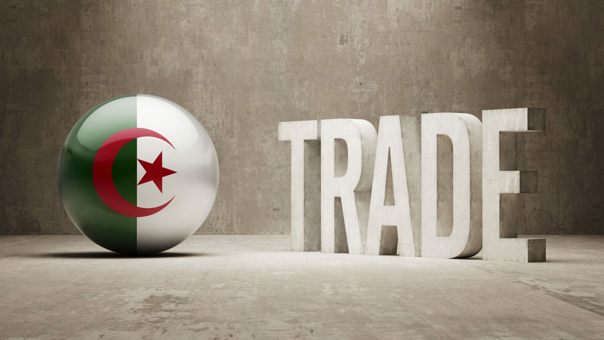 Flaga Algierii obok napisu Trade