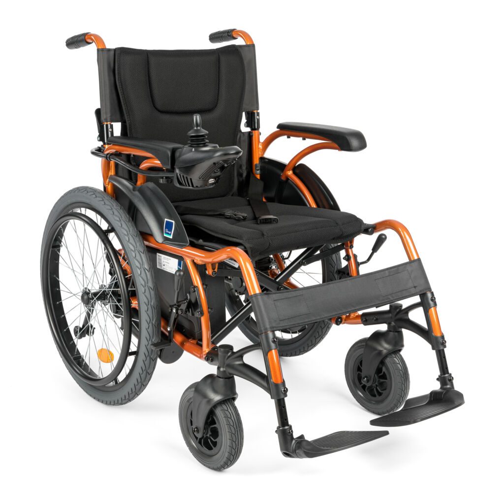 ElectricTIM I is an electric wheelchair on large wheels with an energy-saving and efficient 130W motor.