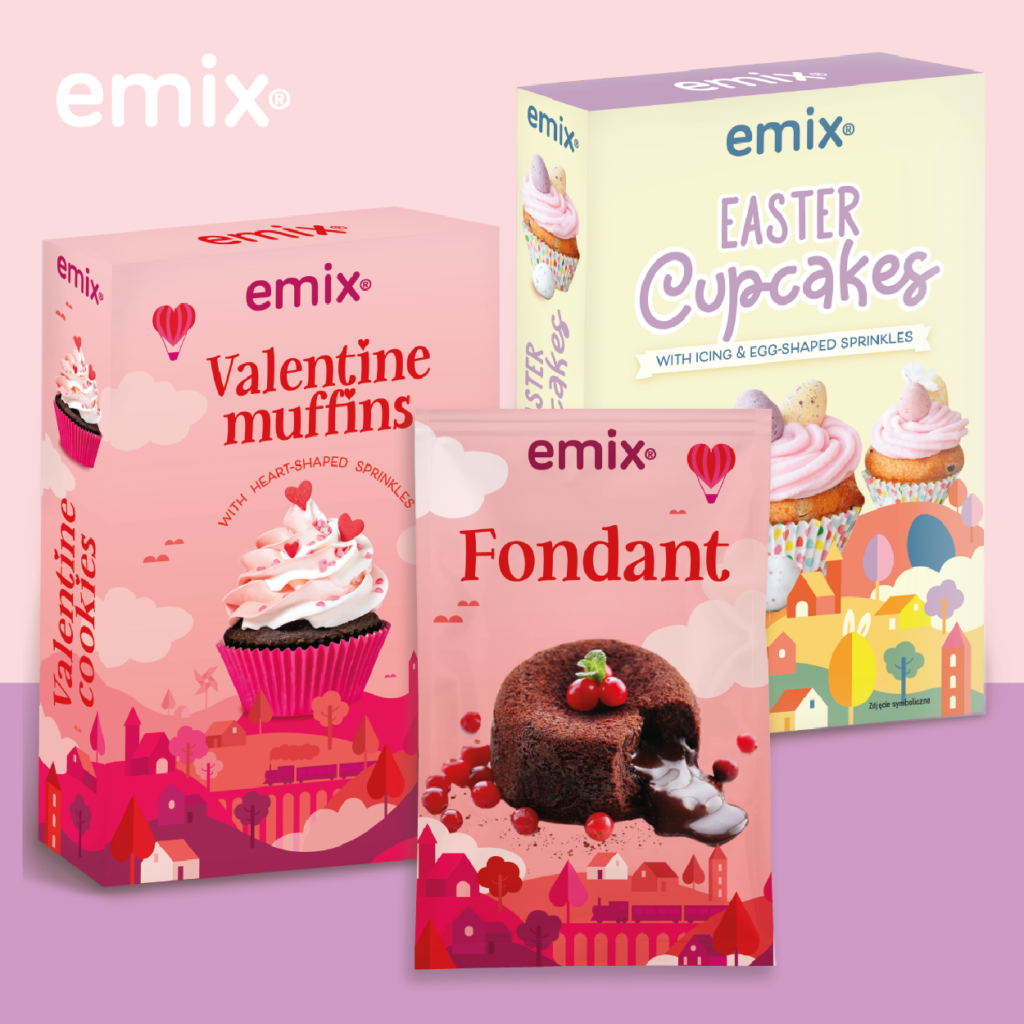 Valentine muffins with Heart-shaped sprinkles, Fondant, Easter cupcakes with icing & egg-shaped sprinkles