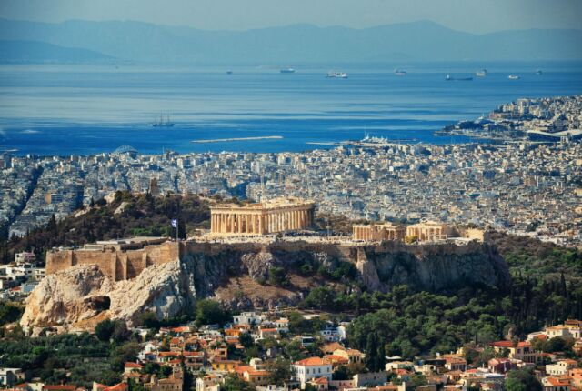 Panorama na Akropol w Atenach