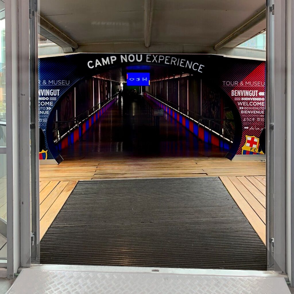 Realisation of the installation of aluminium doormats - Camp Nou Stadium, Spain.