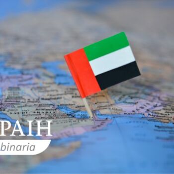 Flaga ZEA na tle mapy