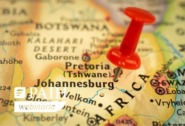 Mapa RPA ze szpilką wbitą w Johannesburg