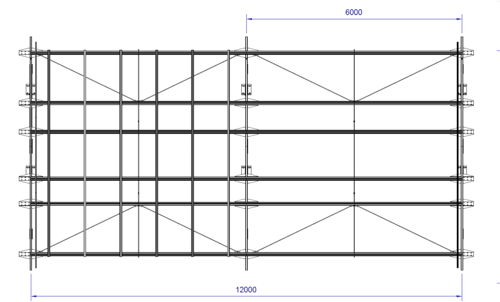 Dimensioning of the solution in the roof plan