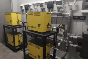 Assembly - installed 4 induction boilers, cascade connection