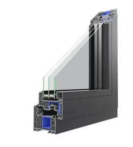 Cross-section of a PVC window profile