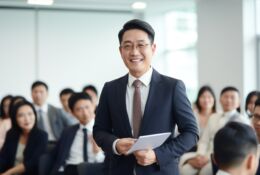 Smiling Japanese businessman