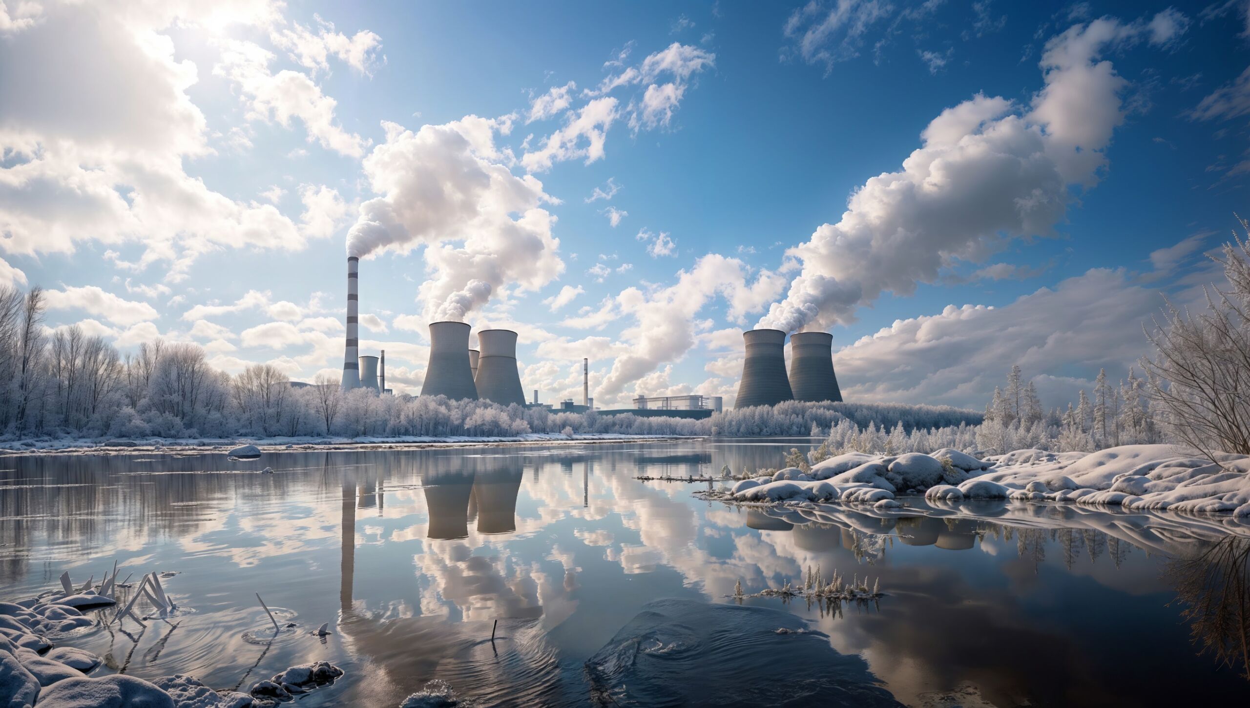 Nuclear power plant in winter