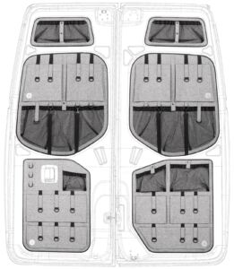 Moon Organiser. Presentation of the organiser arrangement in the split version in light grey.