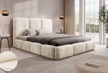 BUBBLE MyBed classic double upholstered bed with a bedding container.