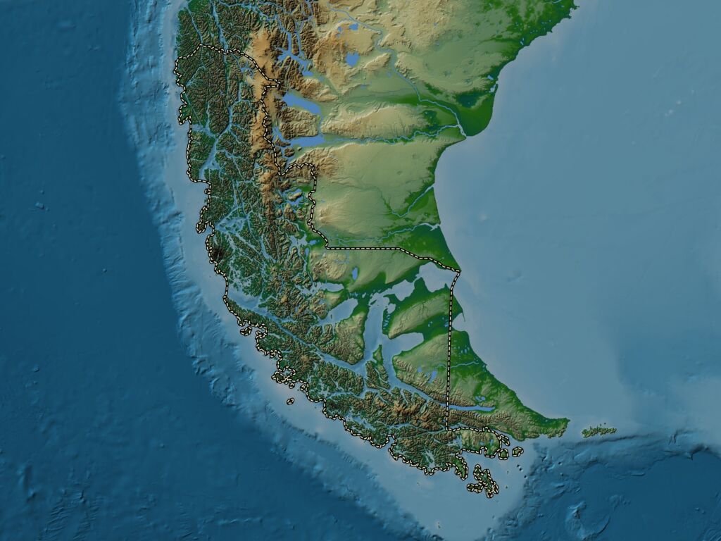 mapa południowej części Chile