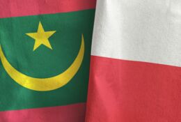 Poland and Mauritania two folded flags together