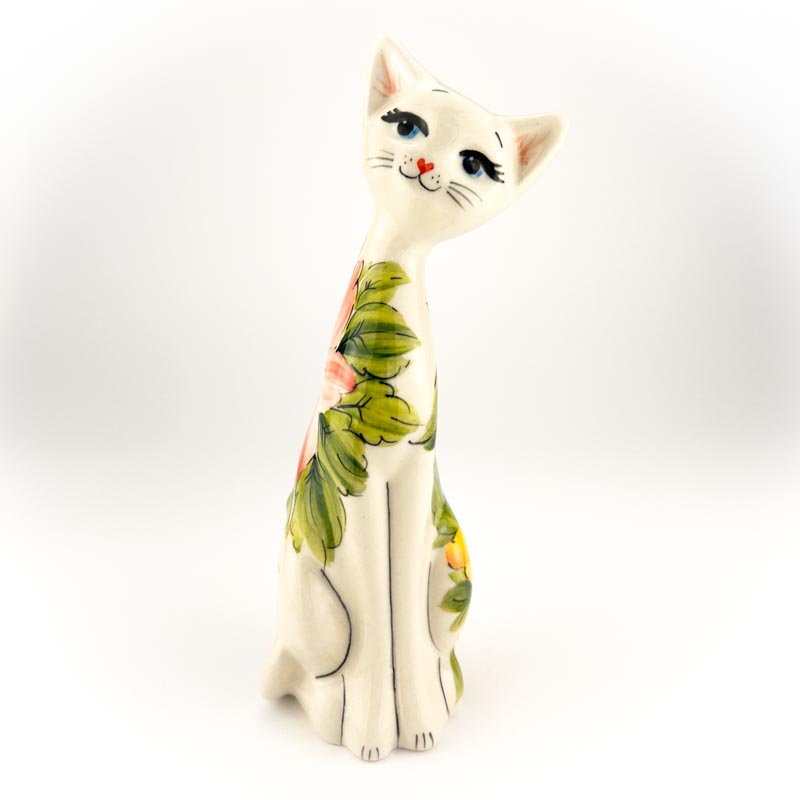 ceramic cat, polish pottery, pottery from boleslawiec