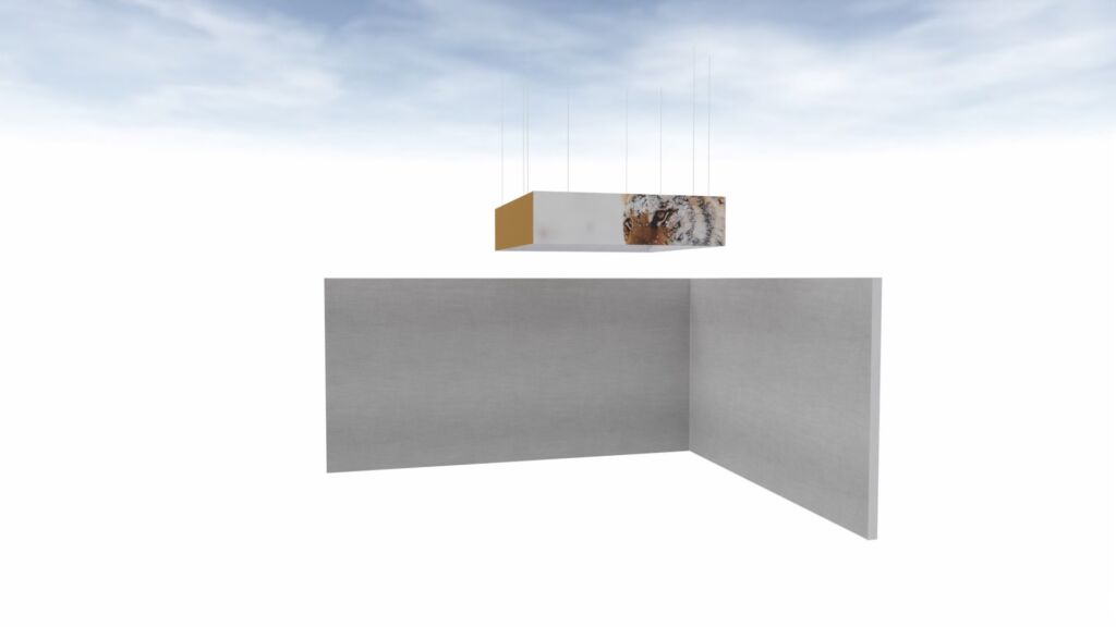Suspended system for trade fairs.