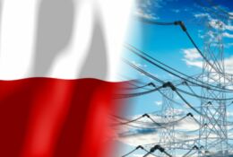 Poland - country flag and electricity pylons - 3D illustration