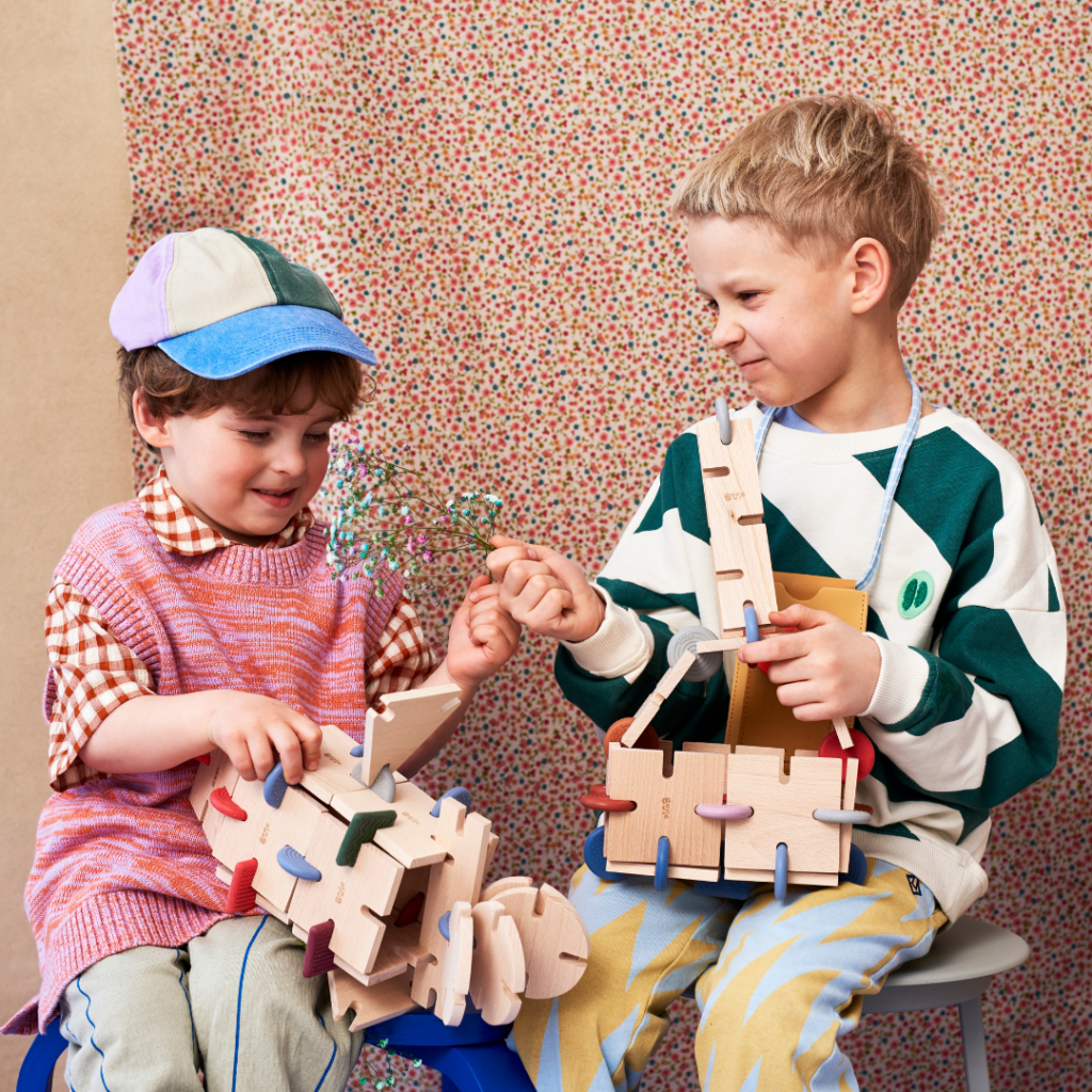 Wooden Toys, Kids Playing.