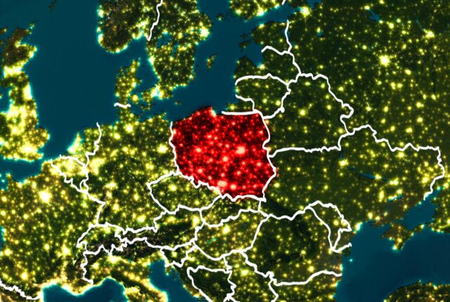 mapa Europy z wyróznioną na niej Polska