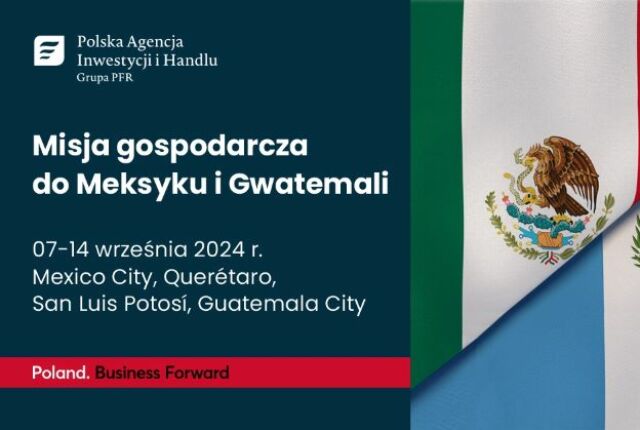 Zaproszenie na misję gospodarczą z flagami meksyku i Gwatemali