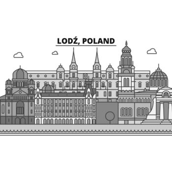 rysunek budynku z napisem Łódż-Poland