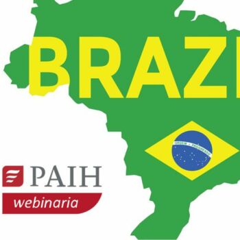 napis webinaria PAIH i mapa Brazylii