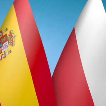 Flagi Hiszpanii i Polski