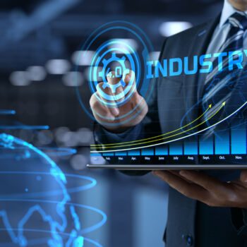 Inteligentny przemysł 4 nowoczesna innowacja koncepcja technologii produkcji na ekranie