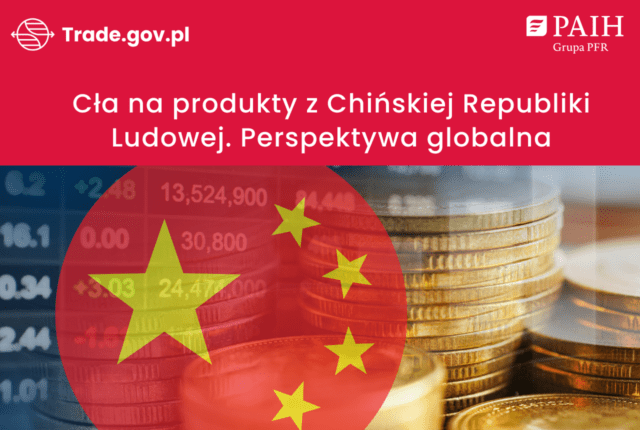 Chińska flaga w kółku na tle stosików bilonów i wykresów liczbowych