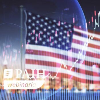 amerykanska flaga i wykres kursu gieldowego