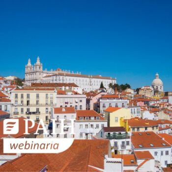 widok z góry na domy w Portugalii i napis PAIH webinaria