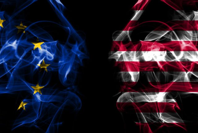 ciemne flagi UE i USA