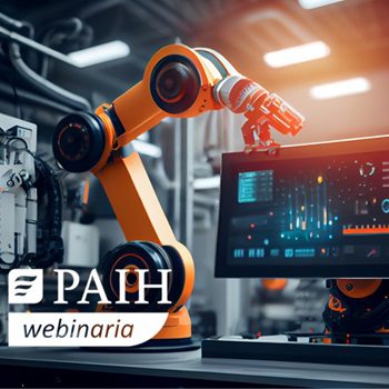 nowoczesna maszyna i napis PAIH webinar