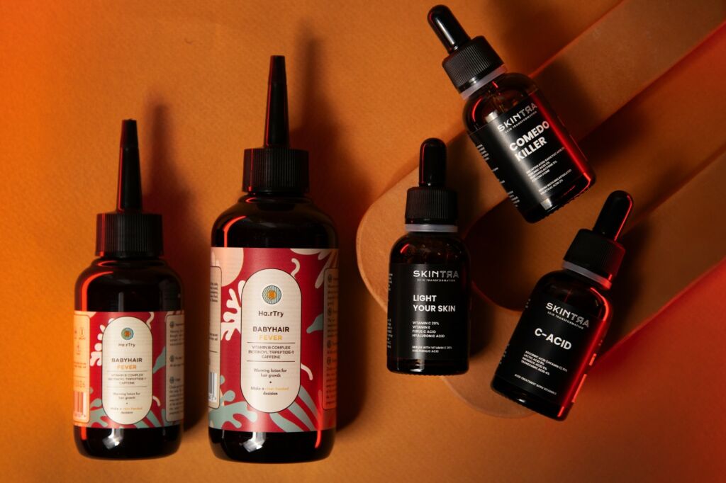 Explore the perfect duo - SkinTra for skin and body, HairTry for scalp and hair care.